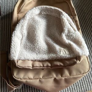 Tan Backpack set with White Sherpa Accent new